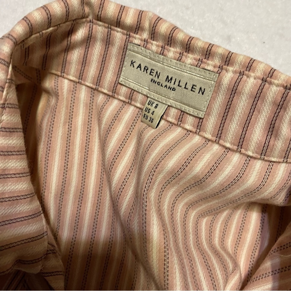 Karen Millen Blush and Mauve Striped Blouse Size 4 - Picture 3 of 8